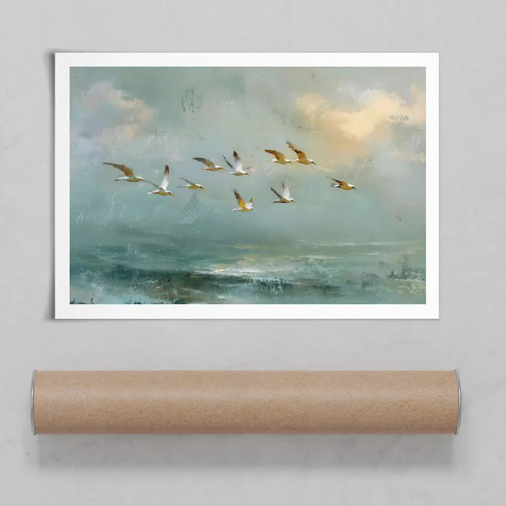 Golden Bird Flight Art Print Golden Bird Flight Art Print wall art product Petal Prints Design - Independent