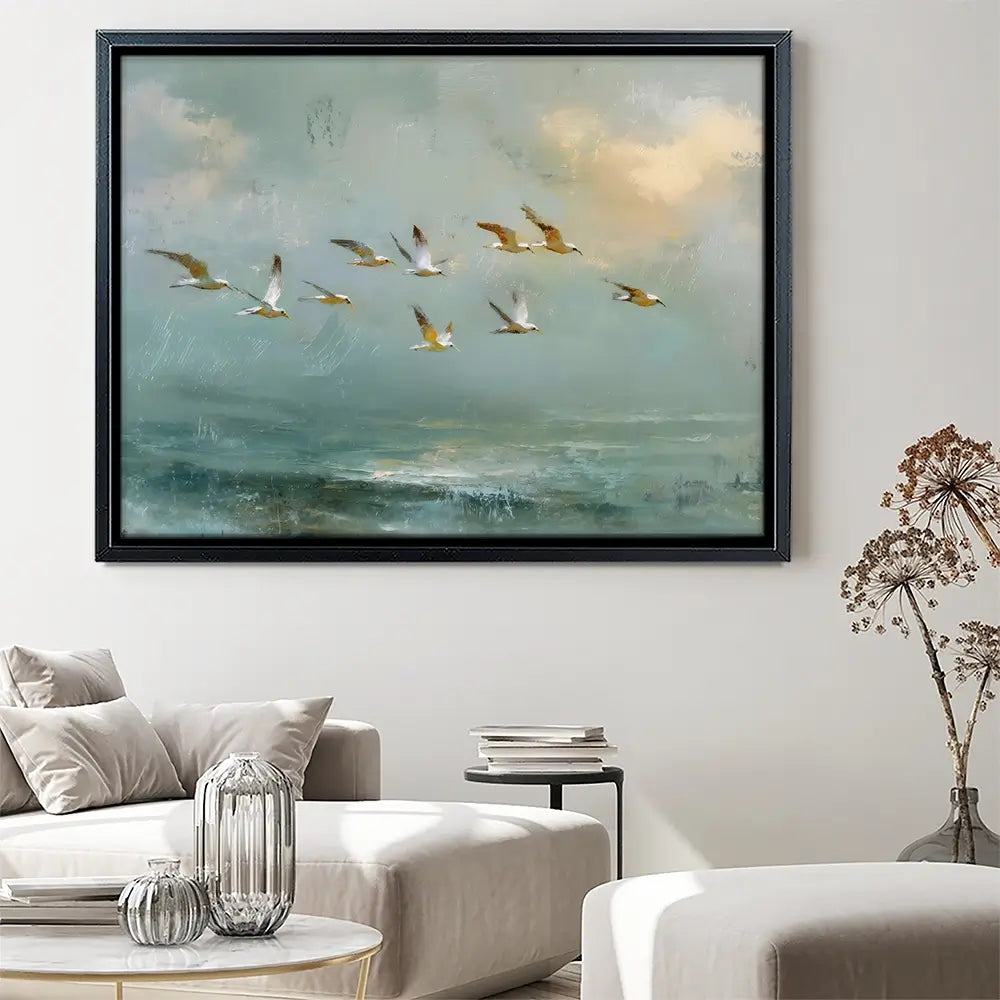Golden Bird Flight Canvas Print Golden Bird Flight Canvas Print wall art product Petal Prints Design - Independent