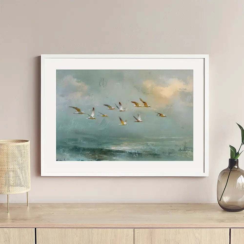 Golden Bird Flight Framed Art Print Golden Bird Flight Framed Art Print wall art product Petal Prints Design - Independent