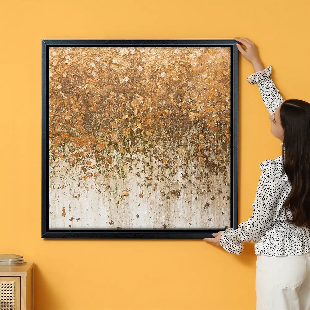Golden Leaf Wall Oversized Canvas Print Golden Leaf Wall Oversized Canvas Print wall art product Art Print Shop