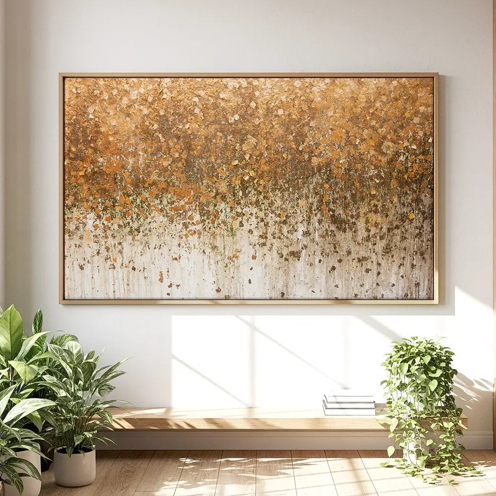 Golden Leaf Wall Oversized Canvas Print Golden Leaf Wall Oversized Canvas Print wall art product Art Print Shop