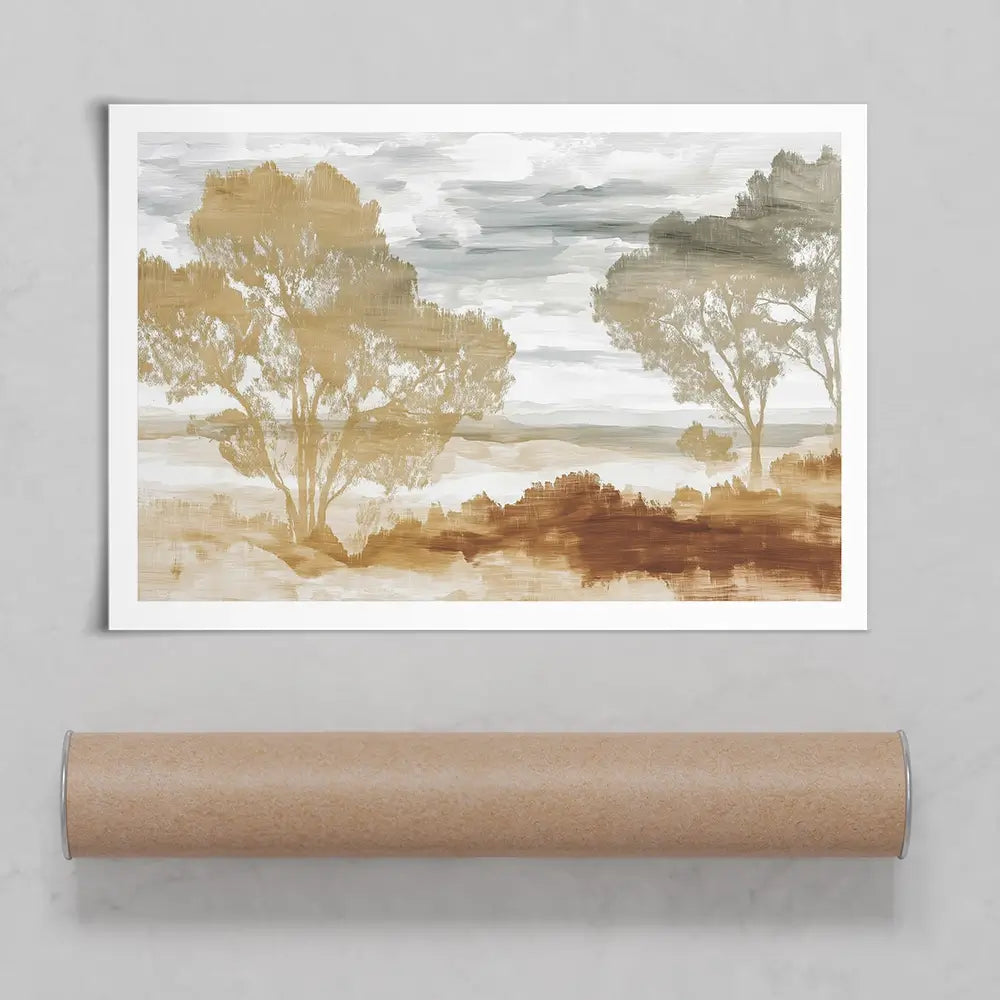 Golden Savanna Trees Art Print Golden Savanna Trees Art Print wall art product Chromatic Storm Studio