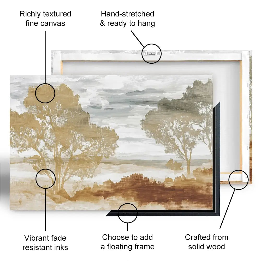 Golden Savanna Trees Canvas Print Golden Savanna Trees Canvas Print wall art product Chromatic Storm Studio