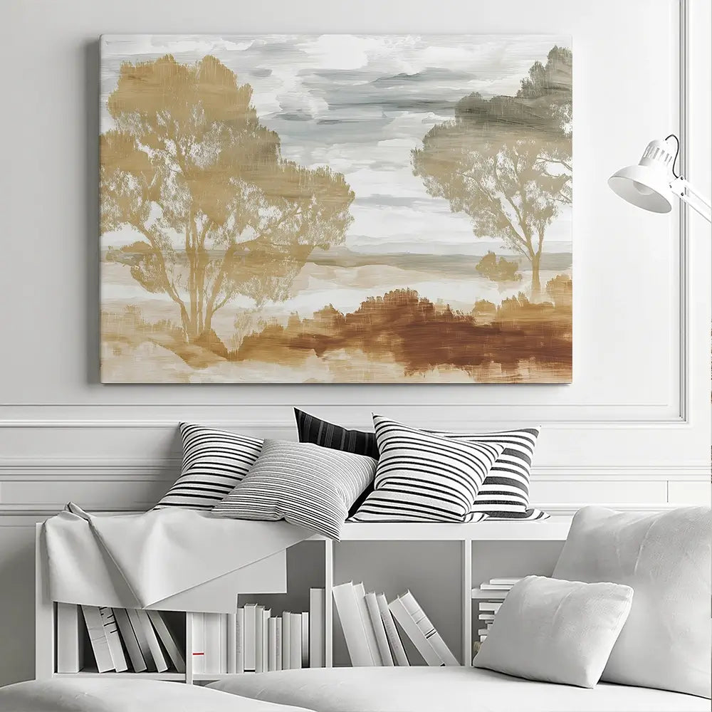 Golden Savanna Trees Canvas Print Golden Savanna Trees Canvas Print wall art product Chromatic Storm Studio