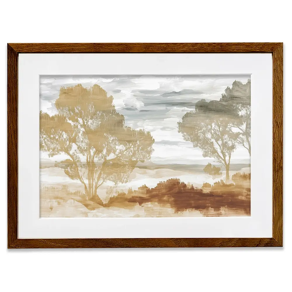 Golden Savanna Trees Framed Art Print Golden Savanna Trees Framed Art Print wall art product Chromatic Storm Studio