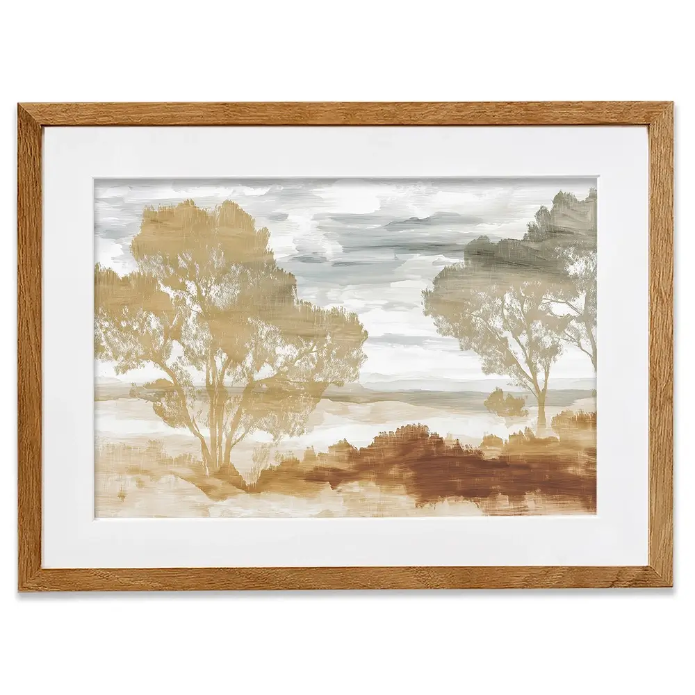 Golden Savanna Trees Framed Art Print Golden Savanna Trees Framed Art Print wall art product Chromatic Storm Studio