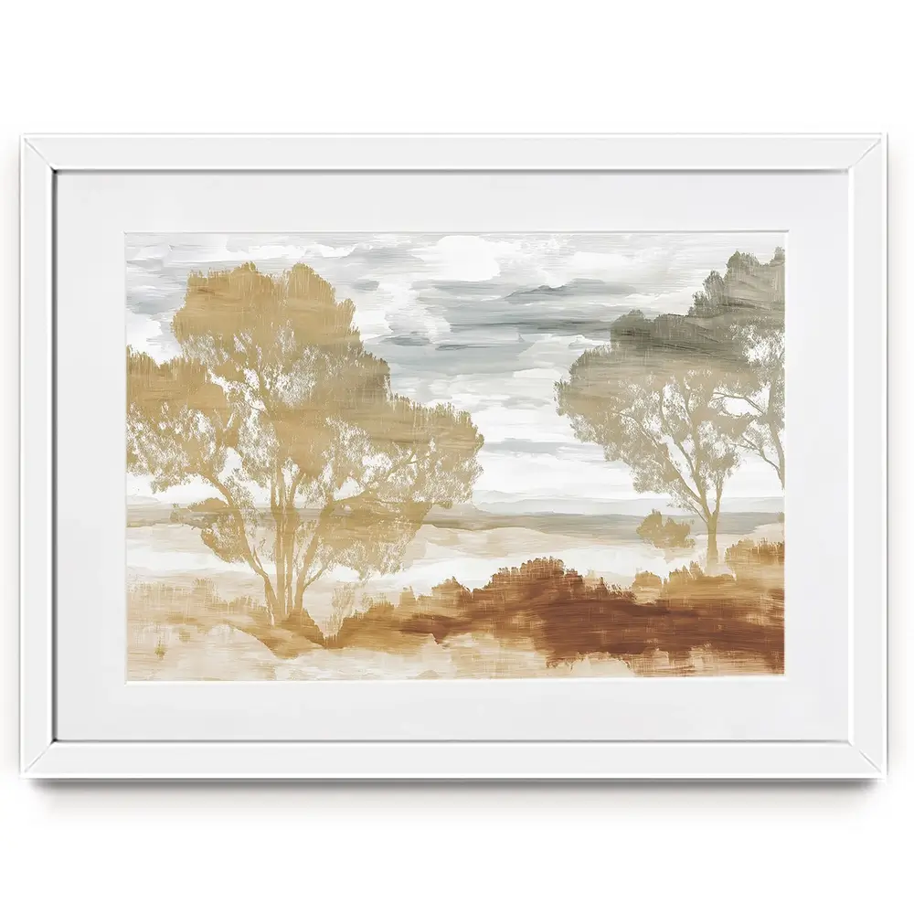 Golden Savanna Trees Framed Art Print Golden Savanna Trees Framed Art Print wall art product Chromatic Storm Studio