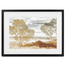 Golden Savanna Trees Framed Art Print Golden Savanna Trees Framed Art Print wall art product Chromatic Storm Studio