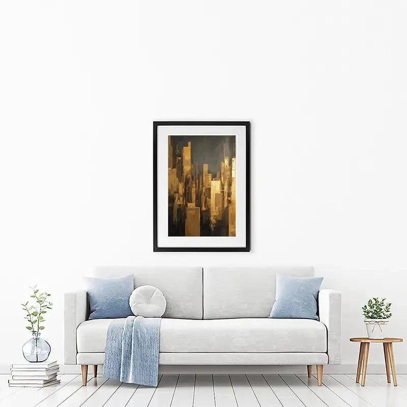 Golden Skyscrapers Framed Art Print Golden Skyscrapers Framed Art Print wall art product Tanya Ocean