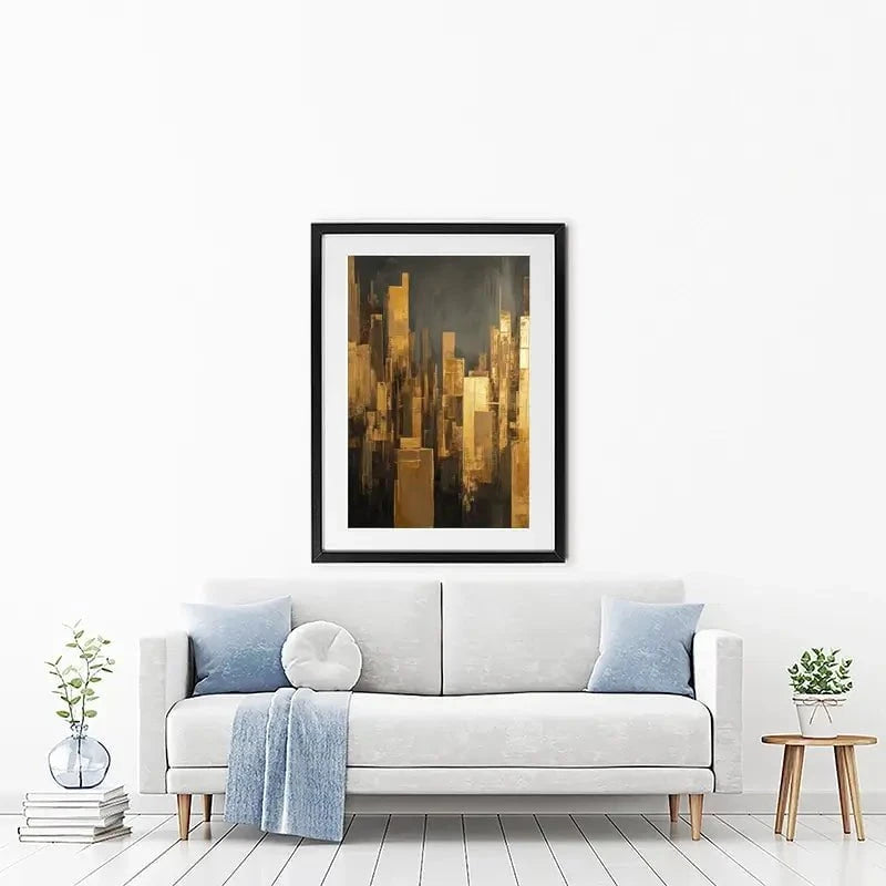 Golden Skyscrapers Framed Art Print Golden Skyscrapers Framed Art Print wall art product Tanya Ocean