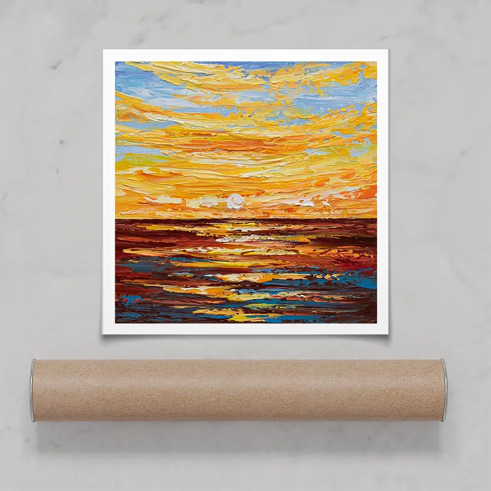 Golden Sunset Square Art Print Golden Sunset Square Art Print wall art product Olga Tkachyk