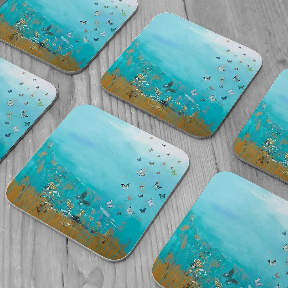 Golden Threads Coaster Set Golden Threads Coaster Set wall art product Laure Bury