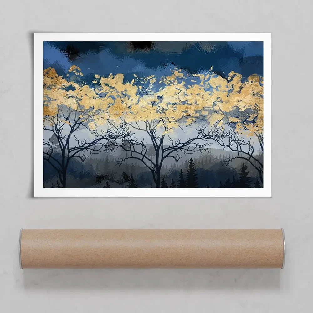 Golden Trees Art Print Golden Trees Art Print wall art product FLOWER 3D / Shutterstock