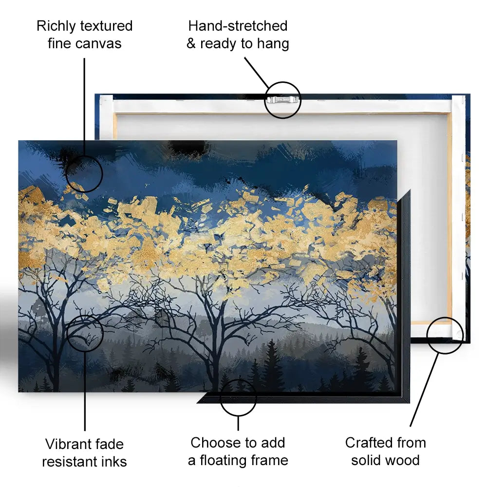 Golden Trees Canvas Print Golden Trees Canvas Print wall art product FLOWER 3D / Shutterstock