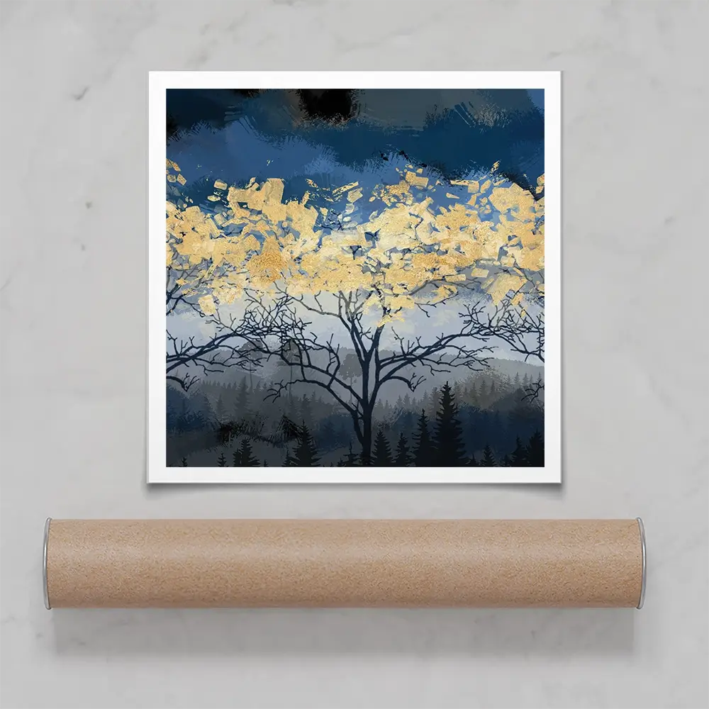 Golden Trees Square Art Print Golden Trees Square Art Print wall art product FLOWER 3D / Shutterstock