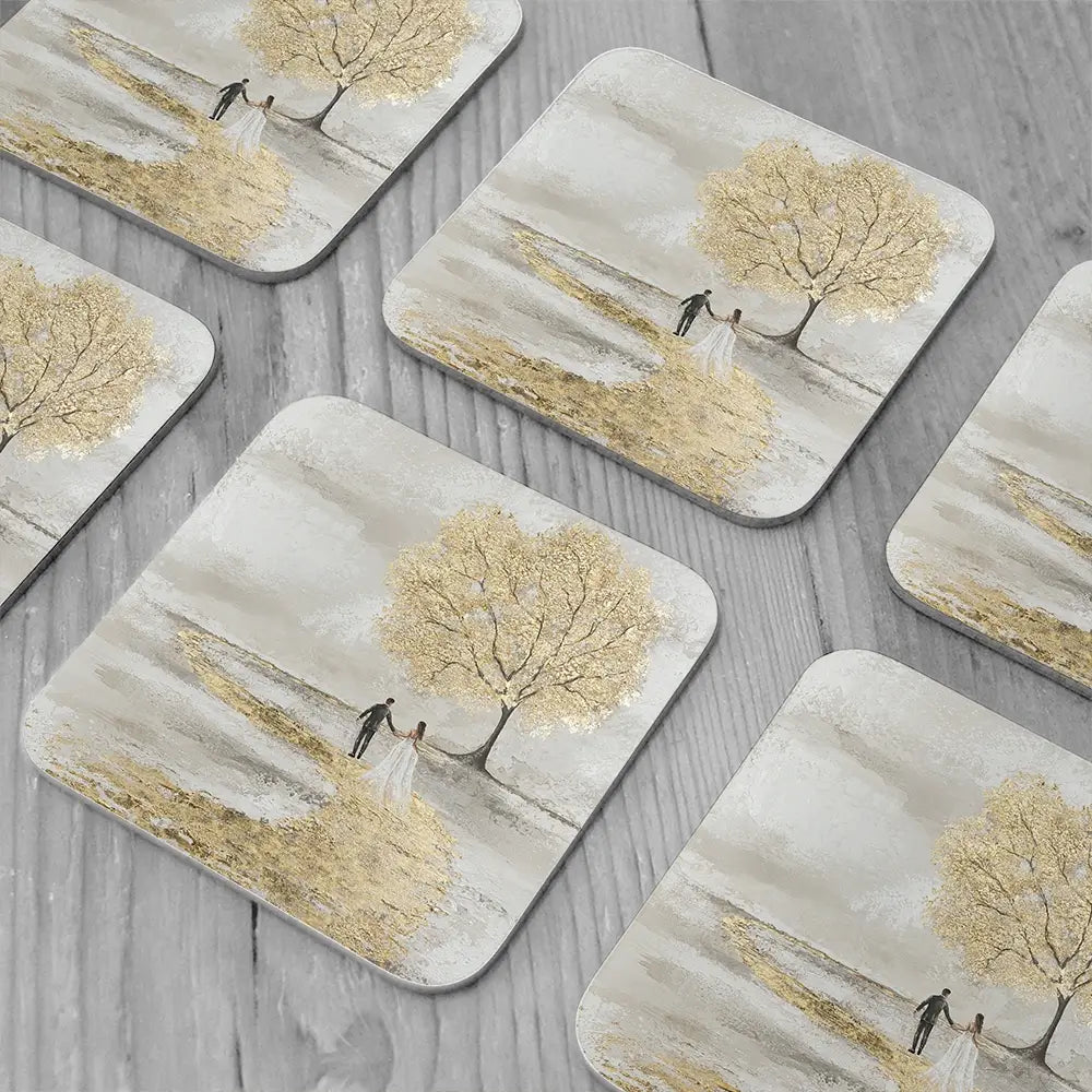 Golden Vows Coaster Set Golden Vows Coaster Set wall art product Isabella Karolewicz