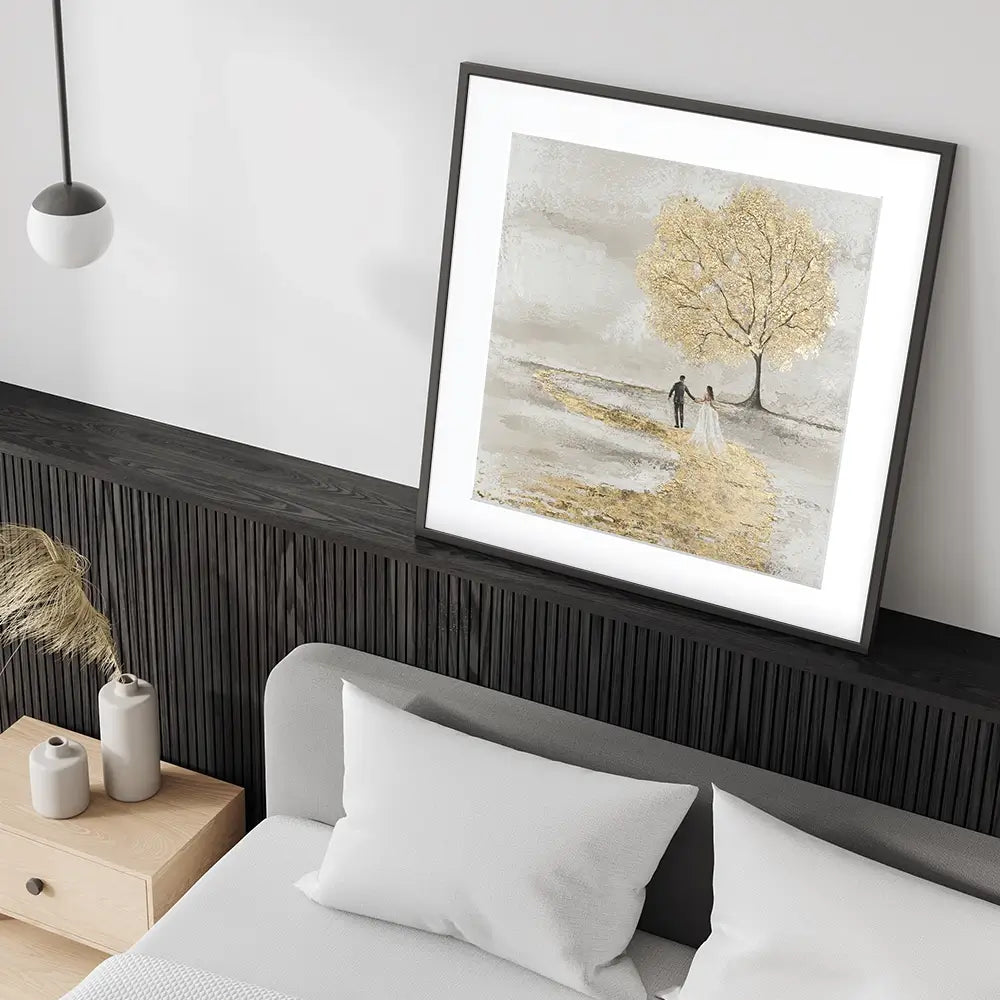 Golden Vows Square Framed Art Print Golden Vows Square Framed Art Print wall art product Isabella Karolewicz
