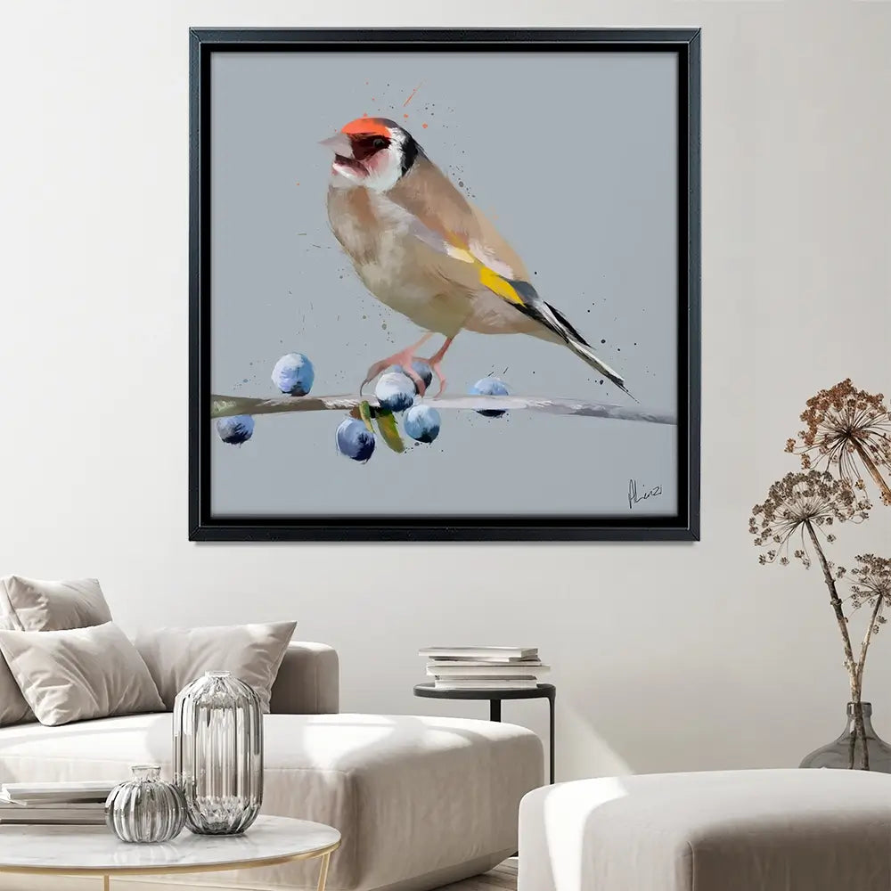 Goldfinch And Berries Canvas Print Goldfinch And Berries Canvas Print wall art product Aimee Linzi