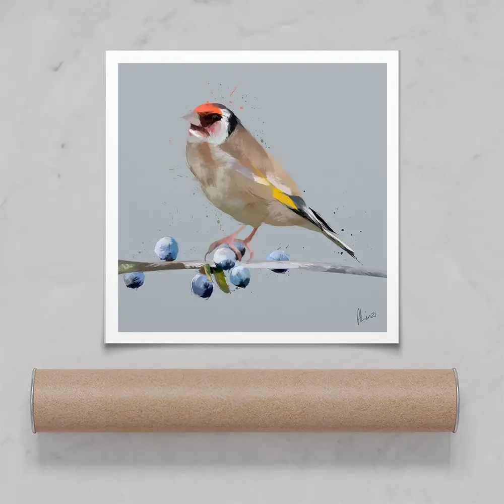 Goldfinch And Berries Square Art Print Goldfinch And Berries Square Art Print wall art product Aimee Linzi