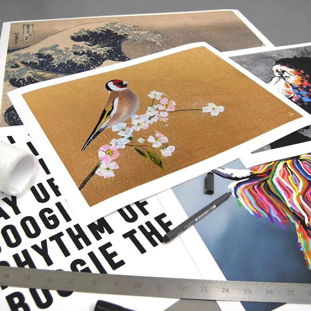 Goldfinch On Cherry Blossom Art Print Goldfinch On Cherry Blossom Art Print wall art product Laure Bury