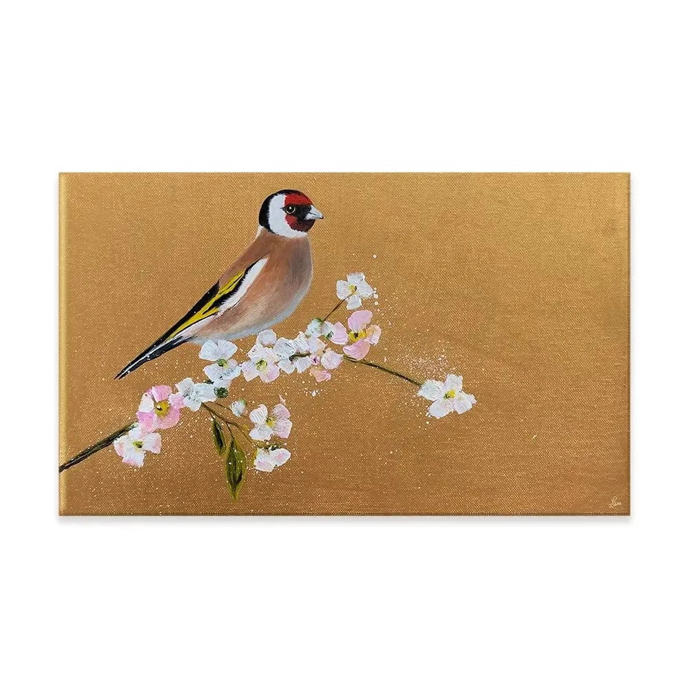 Goldfinch On Cherry Blossom Canvas Print Goldfinch On Cherry Blossom Canvas Print wall art product Laure Bury