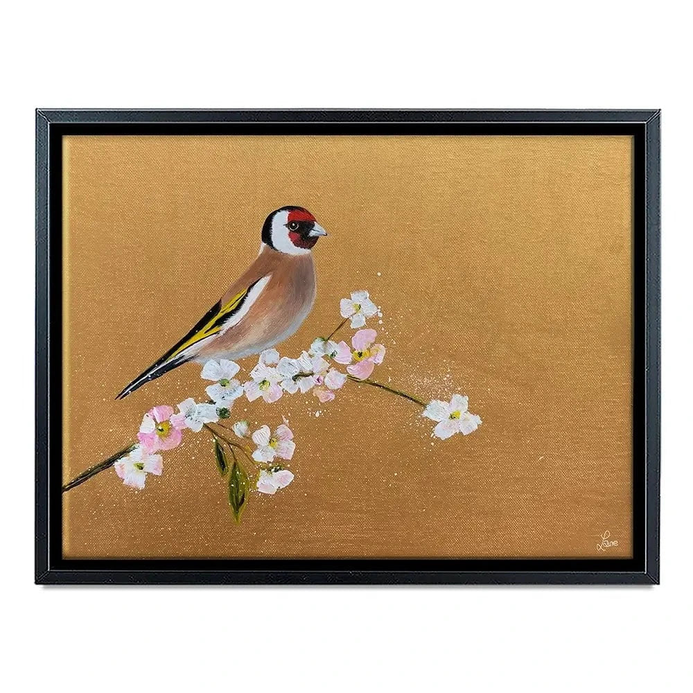 Goldfinch On Cherry Blossom Canvas Print Goldfinch On Cherry Blossom Canvas Print wall art product Laure Bury