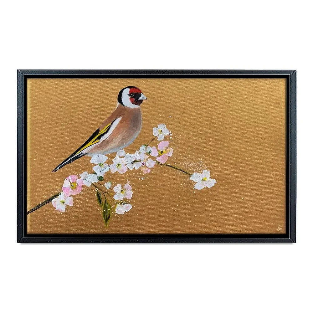 Goldfinch On Cherry Blossom Canvas Print Goldfinch On Cherry Blossom Canvas Print wall art product Laure Bury
