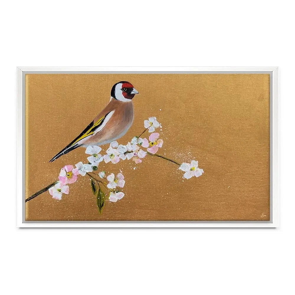 Goldfinch On Cherry Blossom Canvas Print Goldfinch On Cherry Blossom Canvas Print wall art product Laure Bury