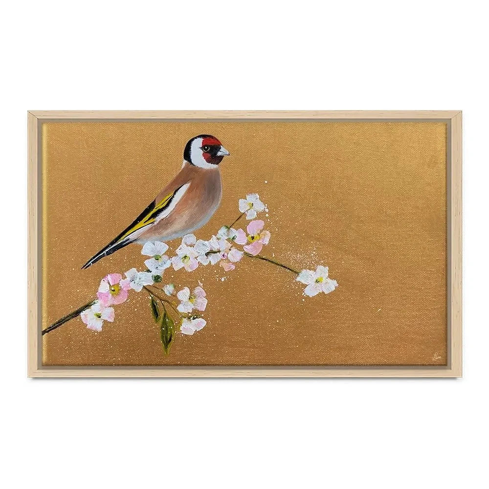 Goldfinch On Cherry Blossom Canvas Print Goldfinch On Cherry Blossom Canvas Print wall art product Laure Bury
