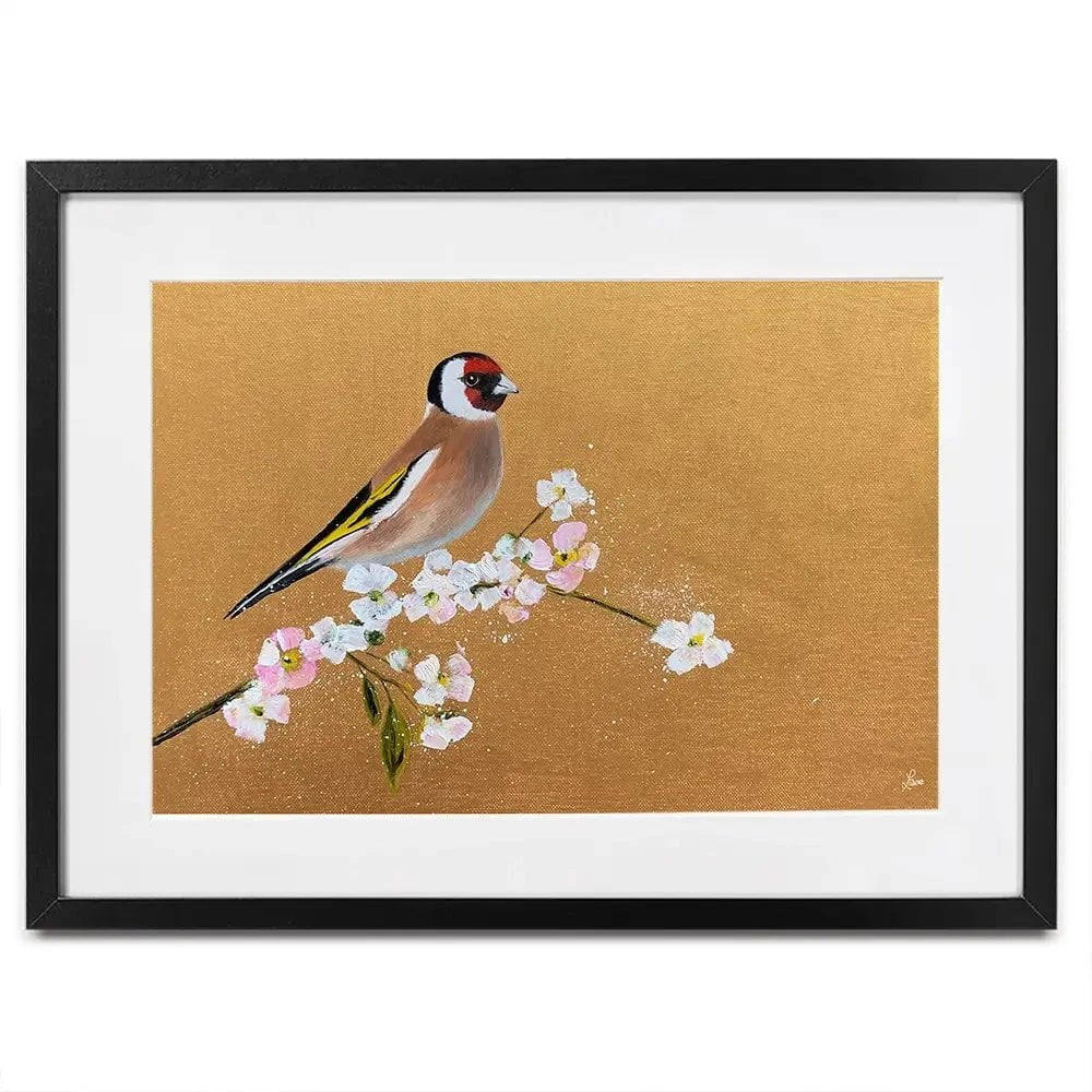 Goldfinch On Cherry Blossom Framed Art Print Goldfinch On Cherry Blossom Framed Art Print wall art product Laure Bury