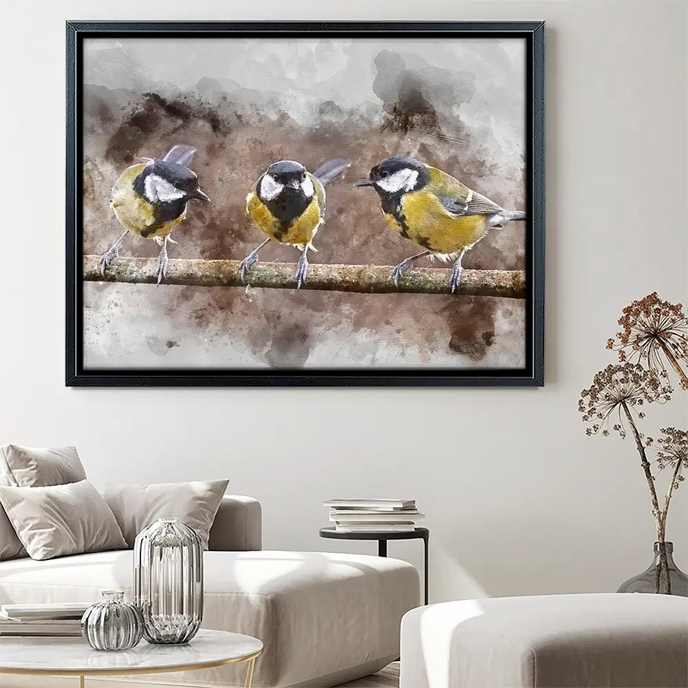 Great Tits Canvas Print Great Tits Canvas Print wall art product Matt Gibson / Shutterstock