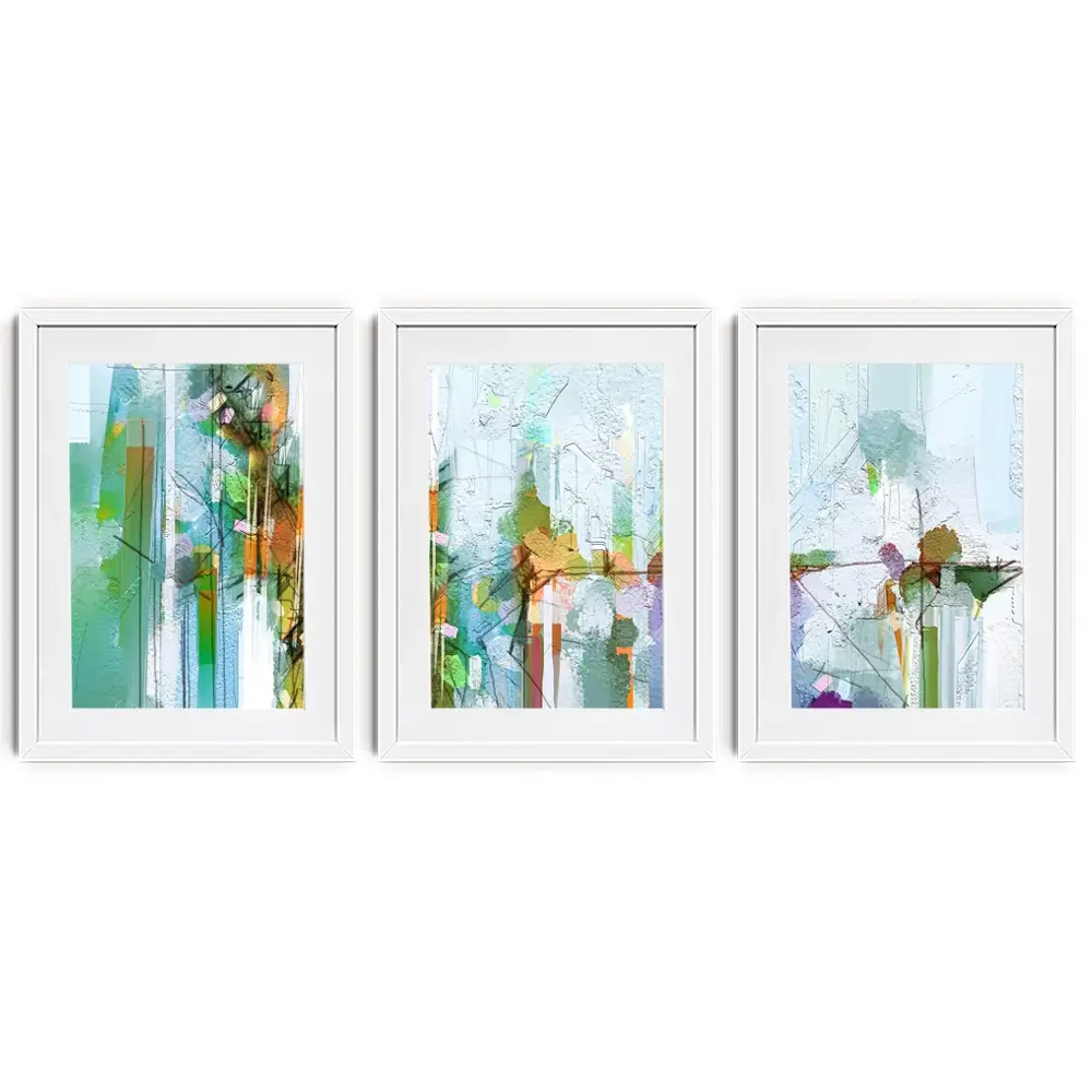 Green Framed Art Print Trio Green Framed Art Print Trio wall art product pluie_r / Shutterstock