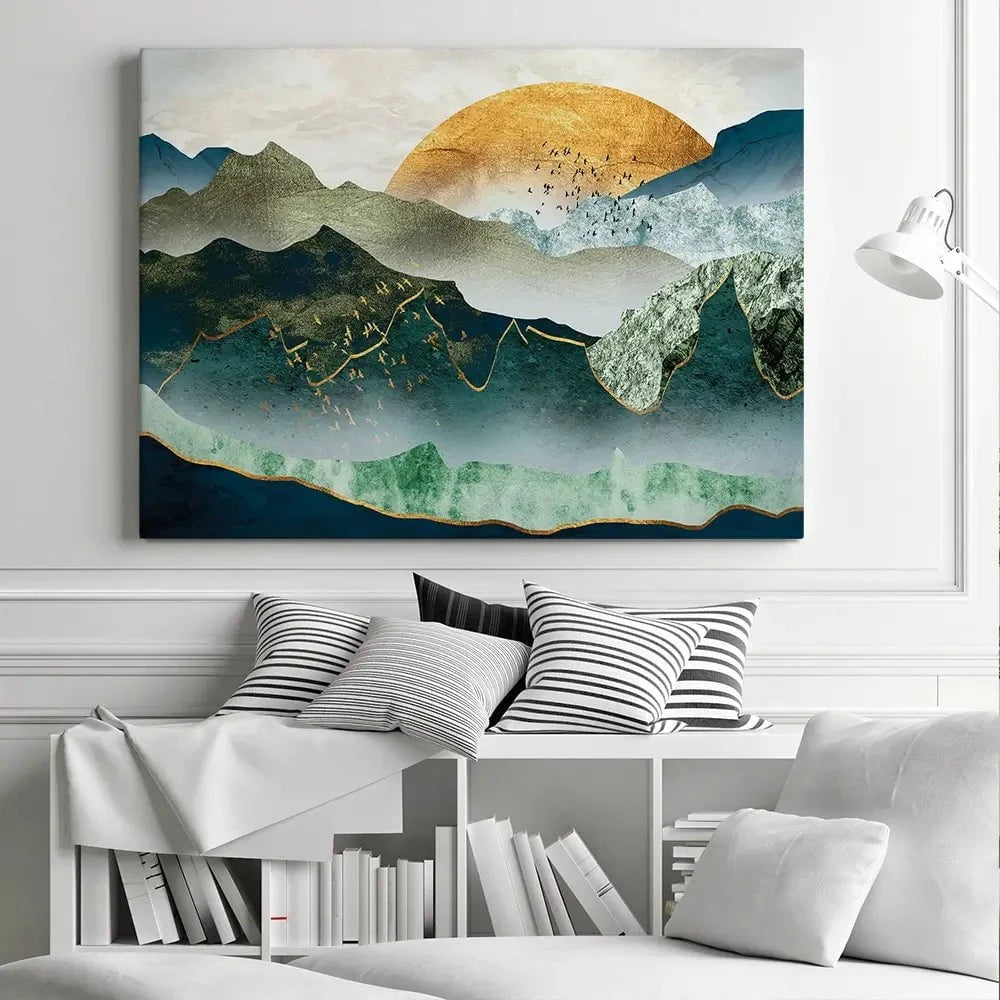 Green Golden Mountains By Sunset Canvas Print Green Golden Mountains By Sunset Canvas Print wall art product Cesar_Torres / Shutterstock