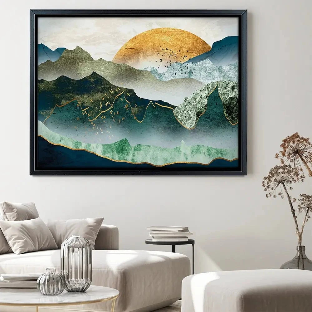 Green Golden Mountains By Sunset Canvas Print Green Golden Mountains By Sunset Canvas Print wall art product Cesar_Torres / Shutterstock