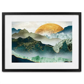 Green Golden Mountains By Sunset Framed Art Print Green Golden Mountains By Sunset Framed Art Print wall art product Cesar_Torres / Shutterstock