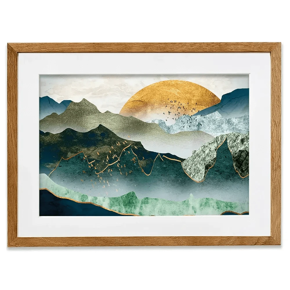 Green Golden Mountains By Sunset Framed Art Print Green Golden Mountains By Sunset Framed Art Print wall art product Cesar_Torres / Shutterstock