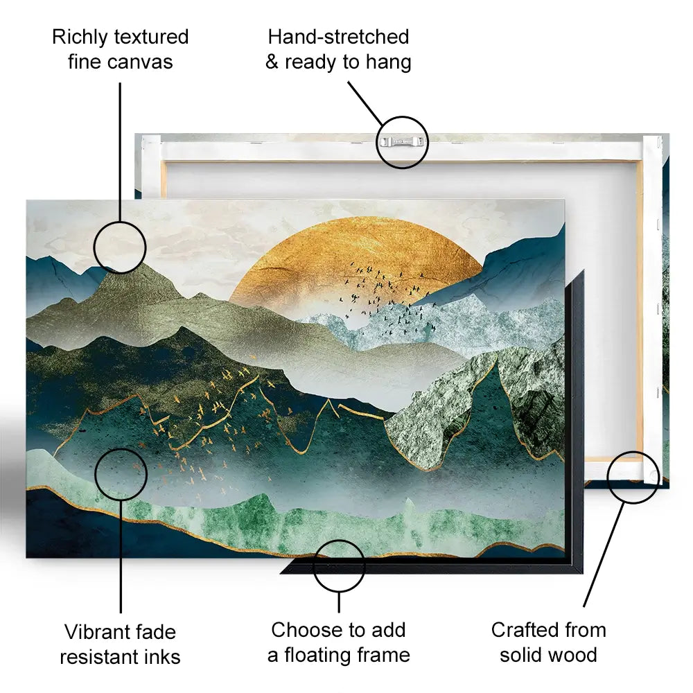 Green Golden Mountains By Sunset Oversized Canvas Print Green Golden Mountains By Sunset Oversized Canvas Print wall art product Cesar_Torres / Shutterstock