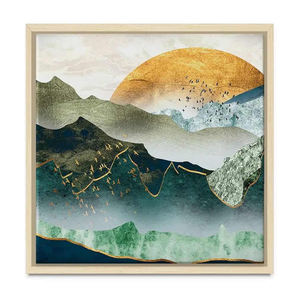 Green Golden Mountains By Sunset Square Canvas Print Green Golden Mountains By Sunset Square Canvas Print wall art product Cesar_Torres / Shutterstock