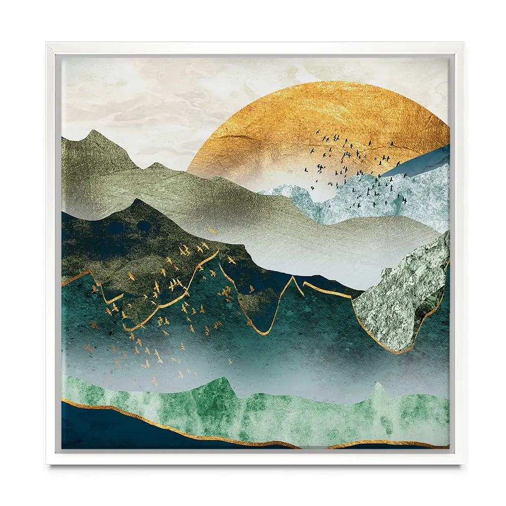 Green Golden Mountains By Sunset Square Canvas Print Green Golden Mountains By Sunset Square Canvas Print wall art product Cesar_Torres / Shutterstock