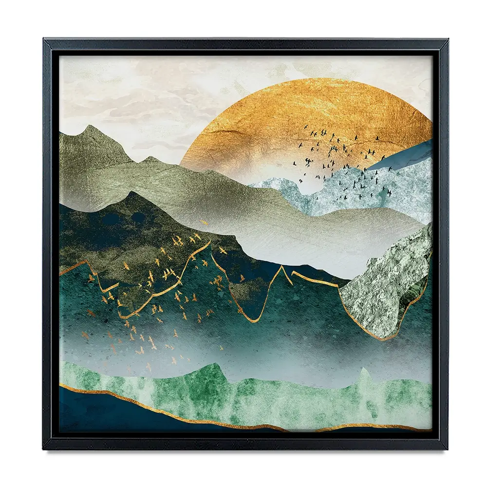 Green Golden Mountains By Sunset Square Canvas Print Green Golden Mountains By Sunset Square Canvas Print wall art product Cesar_Torres / Shutterstock