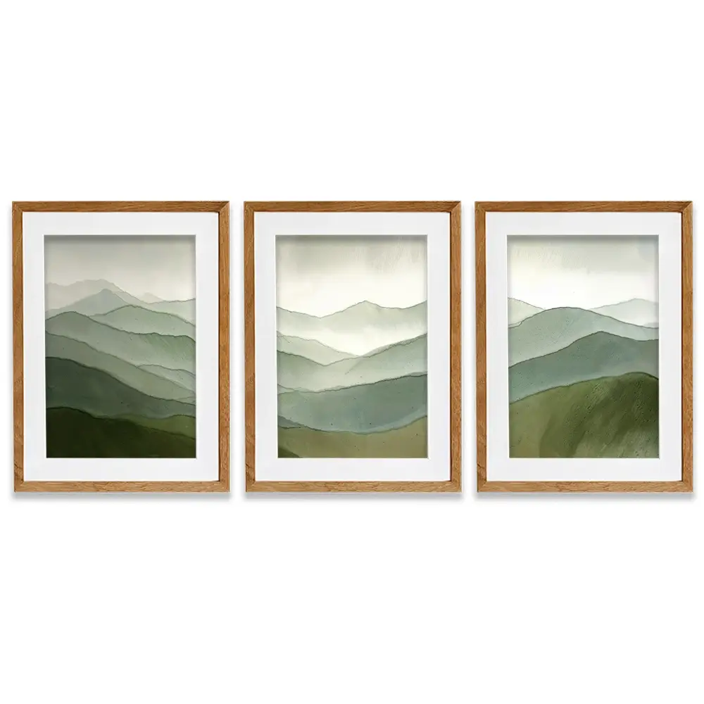 Green Hills Framed Art Print Trio Green Hills Framed Art Print Trio wall art product IAmHomeStudio