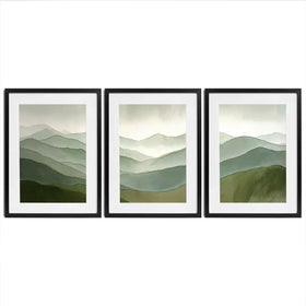 Green Hills Framed Art Print Trio Green Hills Framed Art Print Trio wall art product IAmHomeStudio