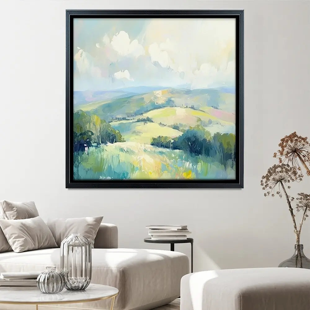 Green Hills Square Canvas Print Green Hills Square Canvas Print wall art product Art Print Shop