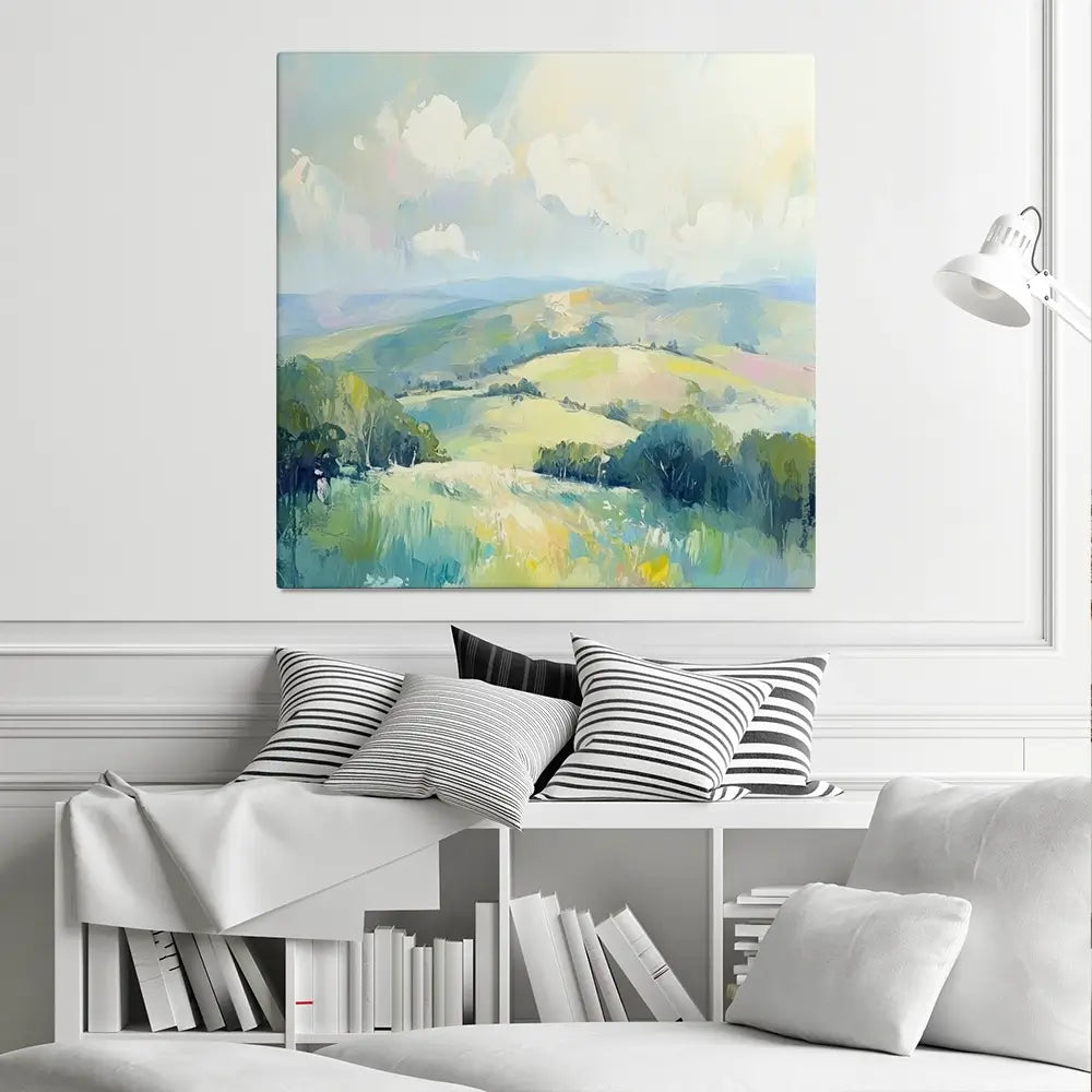 Green Hills Square Canvas Print Green Hills Square Canvas Print wall art product Art Print Shop