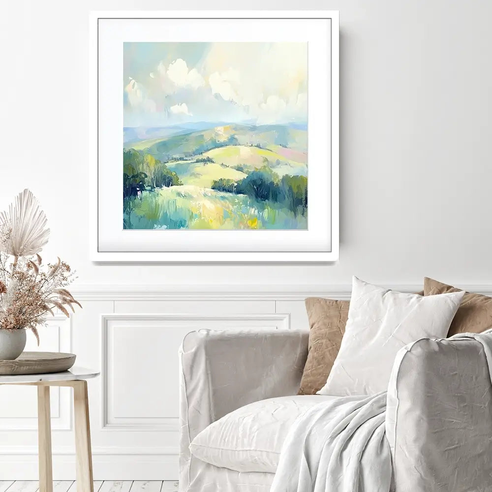 Green Hills Square Framed Art Print Green Hills Square Framed Art Print wall art product Art Print Shop