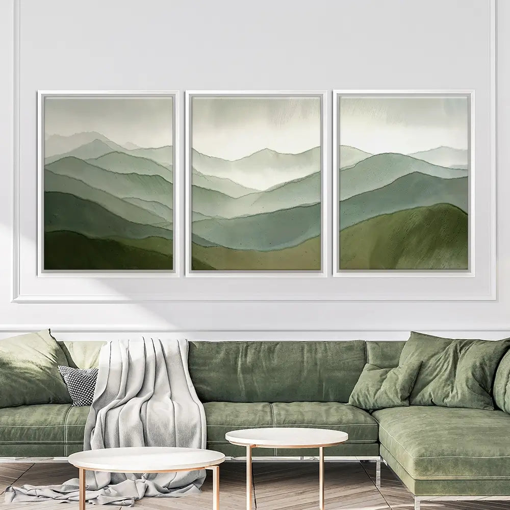 Green Hills Trio Canvas Print Green Hills Trio Canvas Print wall art product IAmHomeStudio