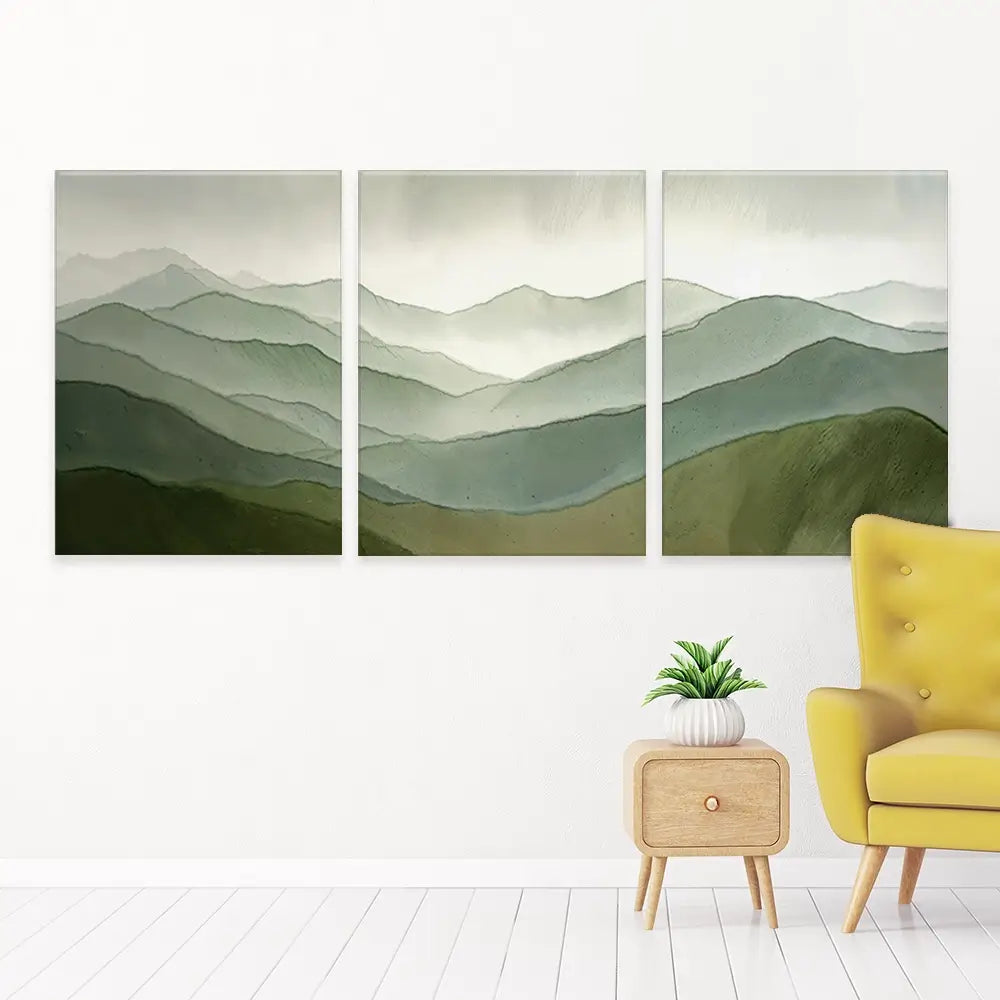 Green Hills Trio Canvas Print Green Hills Trio Canvas Print wall art product IAmHomeStudio