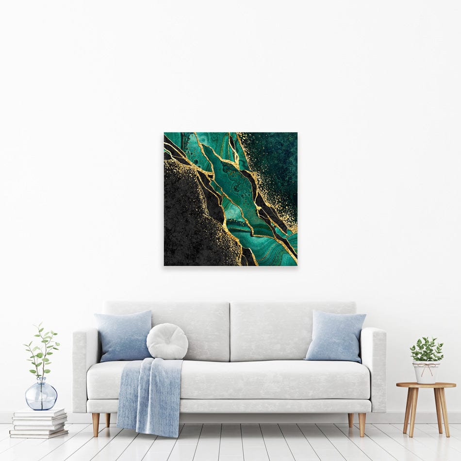 Green Malachite Marble Square Canvas Print wall art product wacomka / Shutterstock