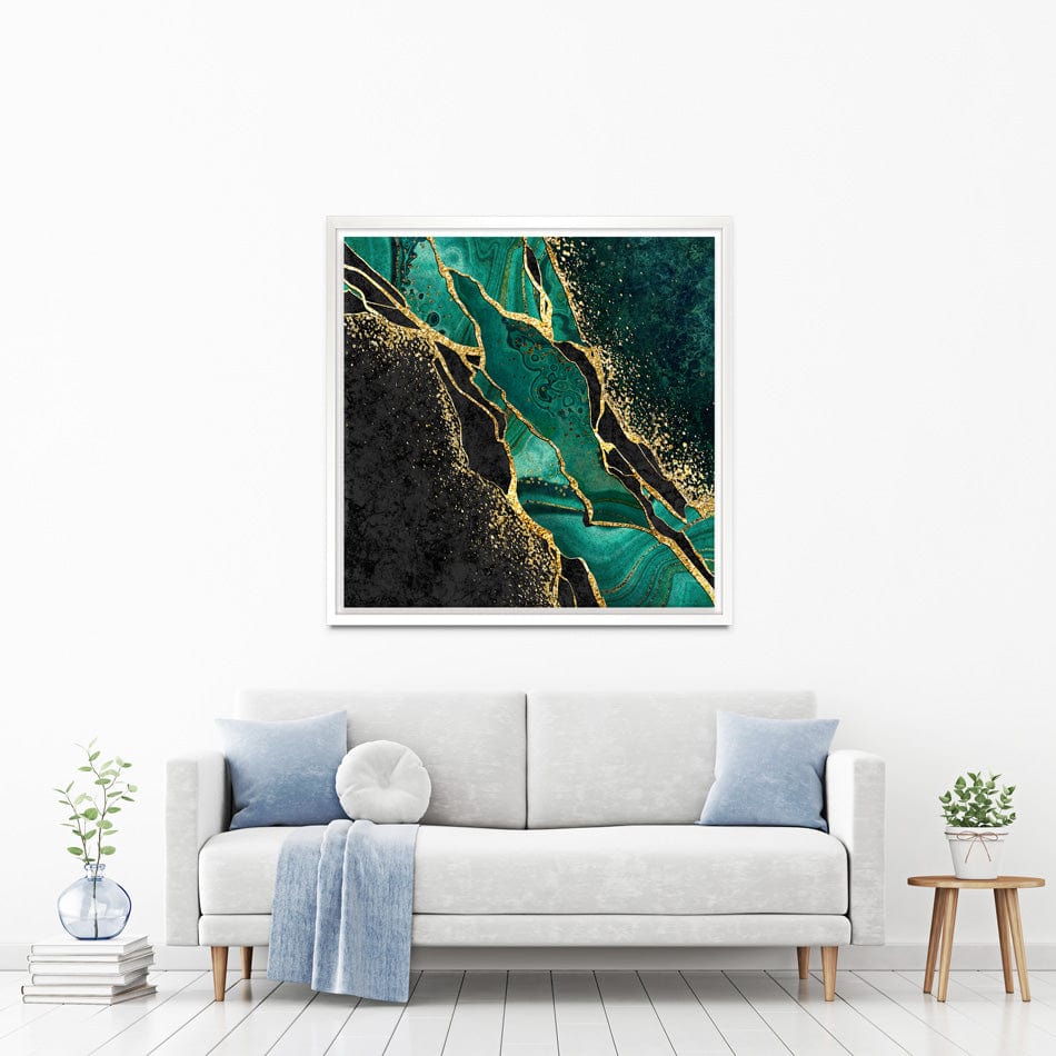 Green Malachite Marble Square Canvas Print wall art product wacomka / Shutterstock