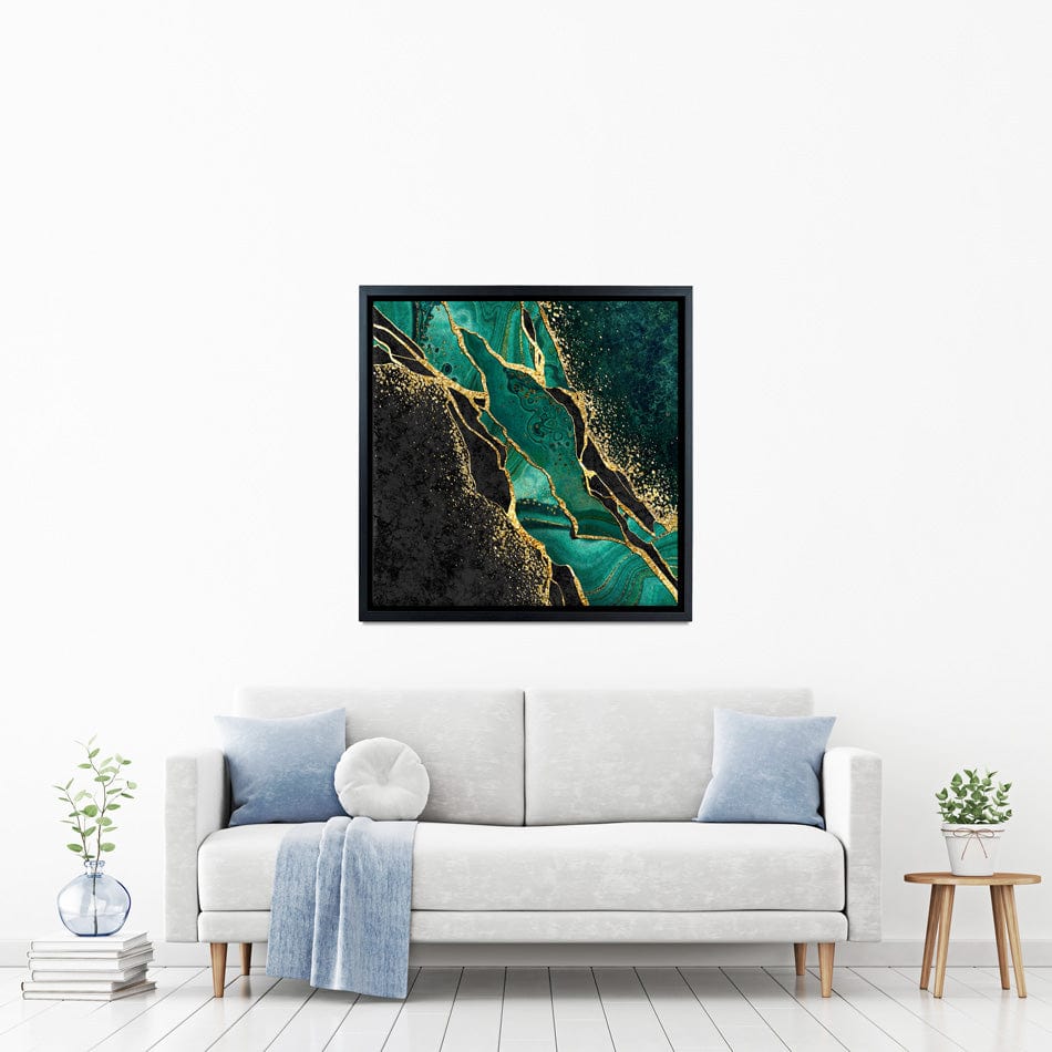 Green Malachite Marble Square Canvas Print wall art product wacomka / Shutterstock